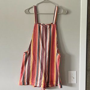 SHEIN LUNE Striped Dual Pocket Overall Romper - NWT